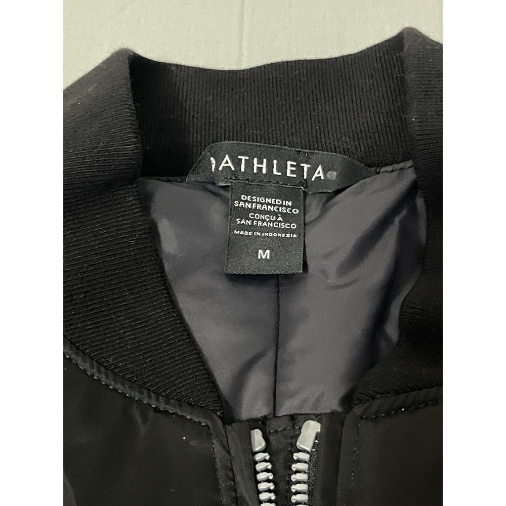 NWT ATHLETA SATEEN BOMBER JACKET COAT BLACK SIZE M $199 - Picture 2 of 10